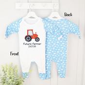 Personalised Baby Grow-Future Farmer (Blue Or Pink Cloud) image