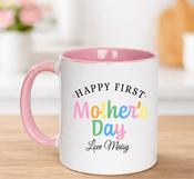 Personalised Mother’s Day Pink Mug-Happy 1st Multicoloured image