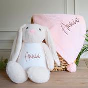 Nova Knit Pink Blanket &amp;amp; Bunny-Personalised image