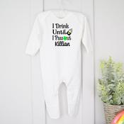 Personalised St.Patrick's Day Baby Grow-I Drink Until I Pass Out image