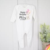 Personalised Baby Grow-Happy Birthday Bunny (You Pick Who)