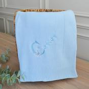 Bloom Knit Blue Blanket-Personalised image