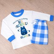 Personalised First Day Of School Kids Pyjamas-Starting Big School Bag (Blue) image