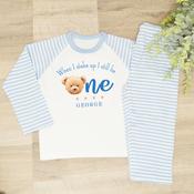 Personalised Kids Pyjamas-When I Wake Bear Face (Blue)
