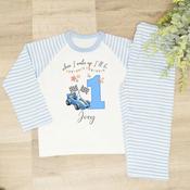 Personalised Kids Pyjamas-When I Wake Race Car (Blue)