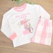 Personalised Kids Pyjamas-When I Wake Rabbit (Pink) image