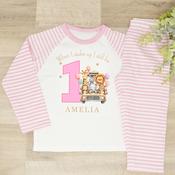 Personalised Kids Pyjamas-When I Wake Safari (Pink)