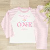 Personalised Kids Pyjamas-When I Wake Unicorns (Pink) image