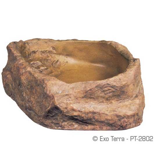 Exo Terra Reptile Water Dish, Size M, Natural Rock Finish, Safety Steps, Easy to Clean, Stable, Resin