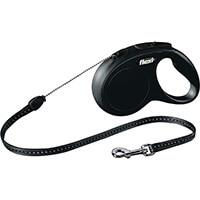 Flexi Classic Cord Dog Lead - Size M (8m) - Black - Reflective Components & Braking System - Max 20kg