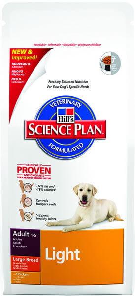 Hill's Science Plan Light Chicken Large Breed Dog Food 14kg Adult 1-5 New & Improved Clinically Proven Antioxidants Controls Hunger Levels Supports Healthy Joints Less Fat Less Calories