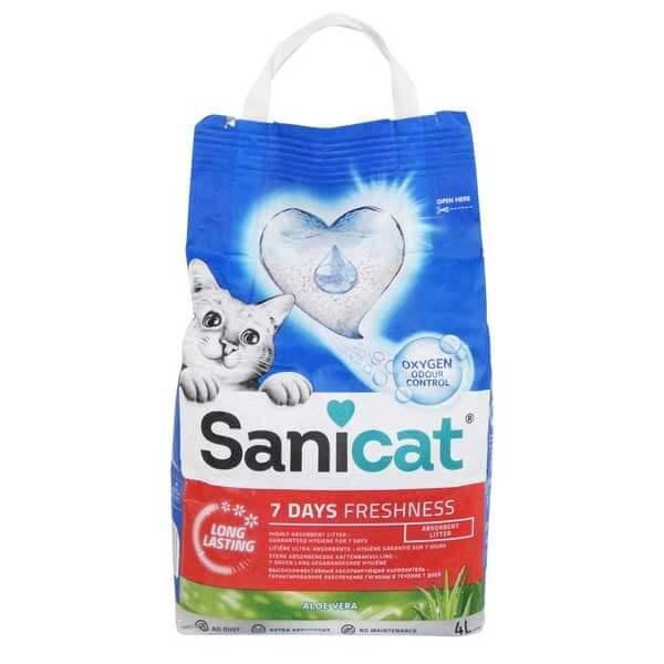 Sanicat Aloe Vera Cat Litter - 7 Days Freshness, Oxygen Odour Control, Long Lasting, Extra Absorbent, 4L, No Dust, Image Features