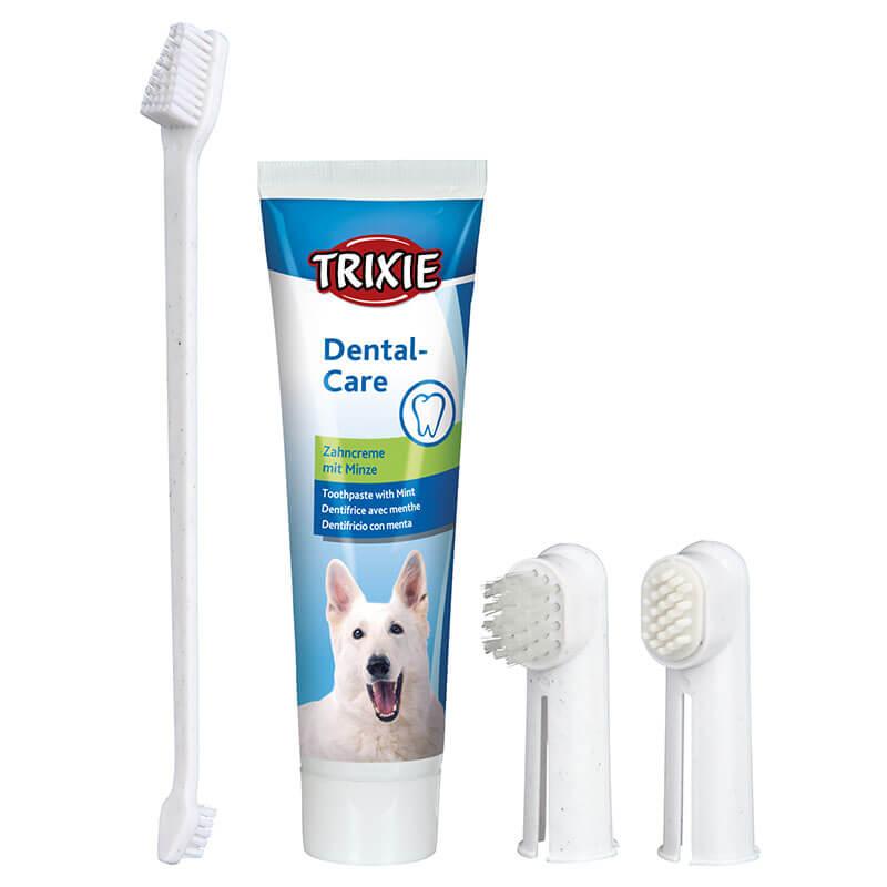TRIXIE Dental Hygiene Set for Dogs - Includes Toothpaste, Toothbrush, Finger Brush, Dental-Care