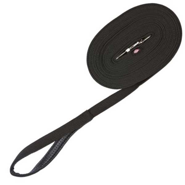TRIXIE Tracking Lead Cotton M-L 10m Black with Padded Hand Loop
