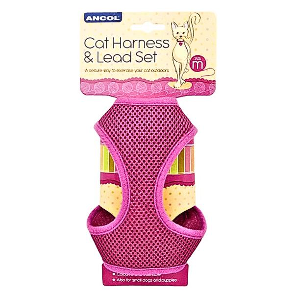 ANCOL Cat Harness & Lead Set Pink Size M