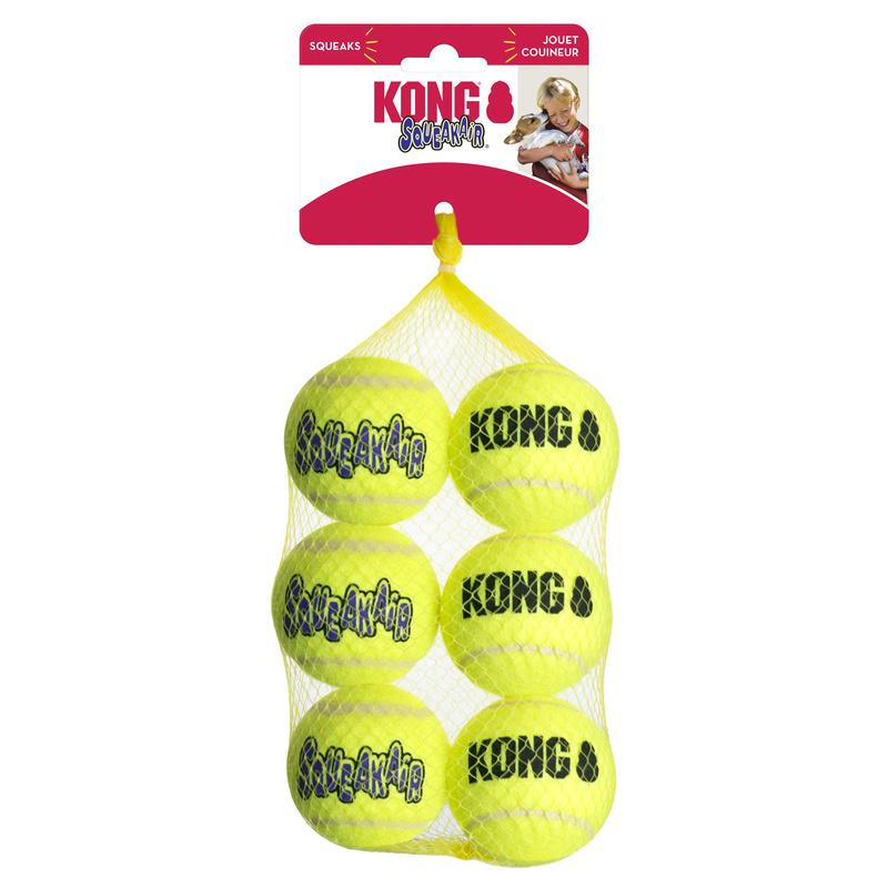 KONG SqueakAir Tennis Balls 6pk Medium Size M Squeaks Jouet Couineur