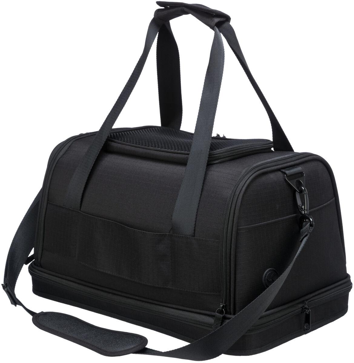 TRIXIE Black Airline Carrier 28 X 25 X 44 CM Up to 7KG EVA Polyester with Mesh Panels and Multiple Openings