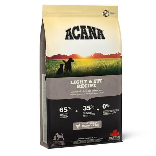 Acana Light & Fit Dog Food 11.4kg - 35% Protein, 11% Fat, 65% Animal Ingredients, Grain-Free Recipe with Fresh Chicken