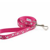 Ancol Pink Reflective Hearts Nylon Dog Lead 19mm x 1m
