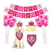 Happy Birthday PINK Banner Kit Tartan With Balloons