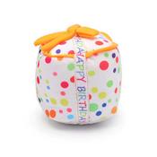 White Polka Dot Birthday PRESENT Plush Dog Toy