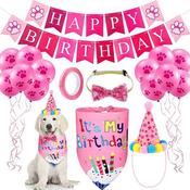 Happy Birthday PINK Banner Kit With Balloons for Pets