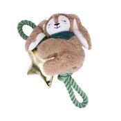Happy Pet Christmas Wish Upon a Star Bunny Plush and Rope Dog Toy