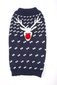 Ancol Christmas NAVY BLUE Reindeer Dog Sweater with Pom Pom Nose - Large (50cm/20" Length)