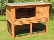 Cheeko Rabbit/Guinea Pig Wooden Hutch with Over and Under Easy Grazer 42"