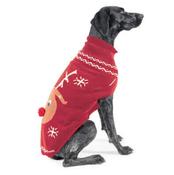 Ancol Christmas Reindeer Dog Sweater RED with Pom Pom Nose XL (60cm)