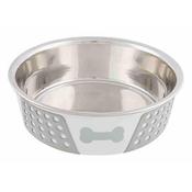 Trixie Stainless Steel Bowl with Bone Plastic Coating & Silicone Inserts - 1.4 l/ø 21 cm
