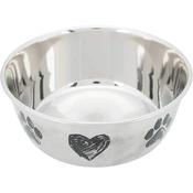 Trixie Stainless Steel Bowl with Paw &amp; Heart - 1 Litre