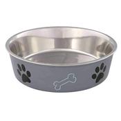 Trixie Stainless Steel Bowl with Paw &amp; Bone Plastic Coating - 800ml
