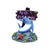 Rosewood Cool Shark No Fishing Sign Aquarium Ornament