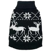 Happy Pet Christmas Black Sweater with White Reindeers M/L