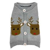 Happy Pet Christmas Reindeer Grey Cardigan M/L
