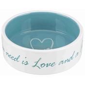 Trixie Pet's Home Ceramic Dog Bowl, 0.3 l/ø 12 cm, Blue/White