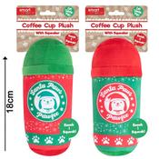 Smart Choice Christmas Squeaky Coffee Plush Dog Toy