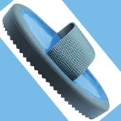 Two Tone Rubber Curry Comb Blue/Grey for Horse Hair image