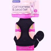 ANCOL® Soft Cat Harness &amp; Lead Set Black Small 12 cm