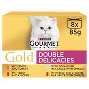 GOURMET Gold Double Delicacies Cat Tin Wet Food x8 85g image