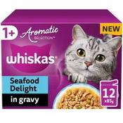 WHISKAS® 1+ Aromatic Selection Seafood Delight Adult Pouches In Gravy 85g X 12 Multipack image