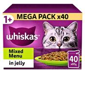 WHISKAS® 1+ Cat Pouches Mixed Menu In Jelly 85g X 40 Multipack image