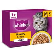 WHISKAS® 1+ Cat Pouches Poultry Feasts In Jelly 85g X 12 Multipack