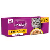 WHISKAS® 1+ Cat Pouches Poultry Feasts In Jelly 85g x40 Multipack image