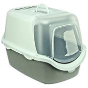 Trixie Vico Easy Clean Hooded Open Top Cat Litter Tray 40x40x56cm Light Grey/White
