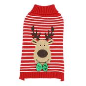 Happy Pet Christmas Reindeer Red Stripe Sweater M/L image