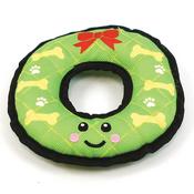 Happy Pet Christmas Green Wreath Tough Dog Toy with Smiley Face