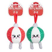 Smart Choice Christmas Betty Bauble/Barry Bauble Round Plush Dog Toy With Rope 25cm