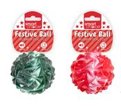 Smart Choice Christmas Sparkle &amp; Squeak Ball Rubber Dog Toy 9cm image